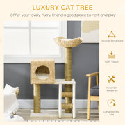 Multi Level Cat Tree with Scratching Posts Bed and Hideaway House for Indoor Cats Natural