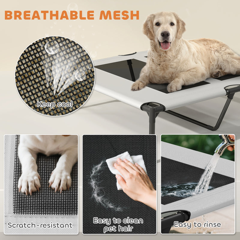 Portable Elevated Dog Bed with Canopy Cooling Raised Pet Cot for Medium to Large Dogs