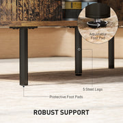 Wooden Coffee Table With Sliding Tambour Doors And Storage Shelf For Living Room Rustic Brown