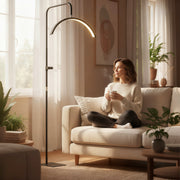 Dimmable Half Moon Floor Lamp With Phone Holder For Beauty Treatments Black AOSOM