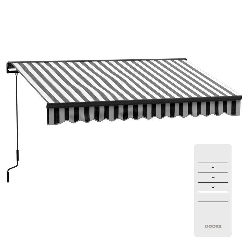 Grey and White 3x2m Electric Garden Awning with Remote Control and Aluminium Frame