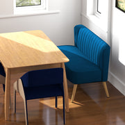 2 Seater Sofa, Dark Blue Velvet Sofa With Foam Padding High Back For Small Spaces