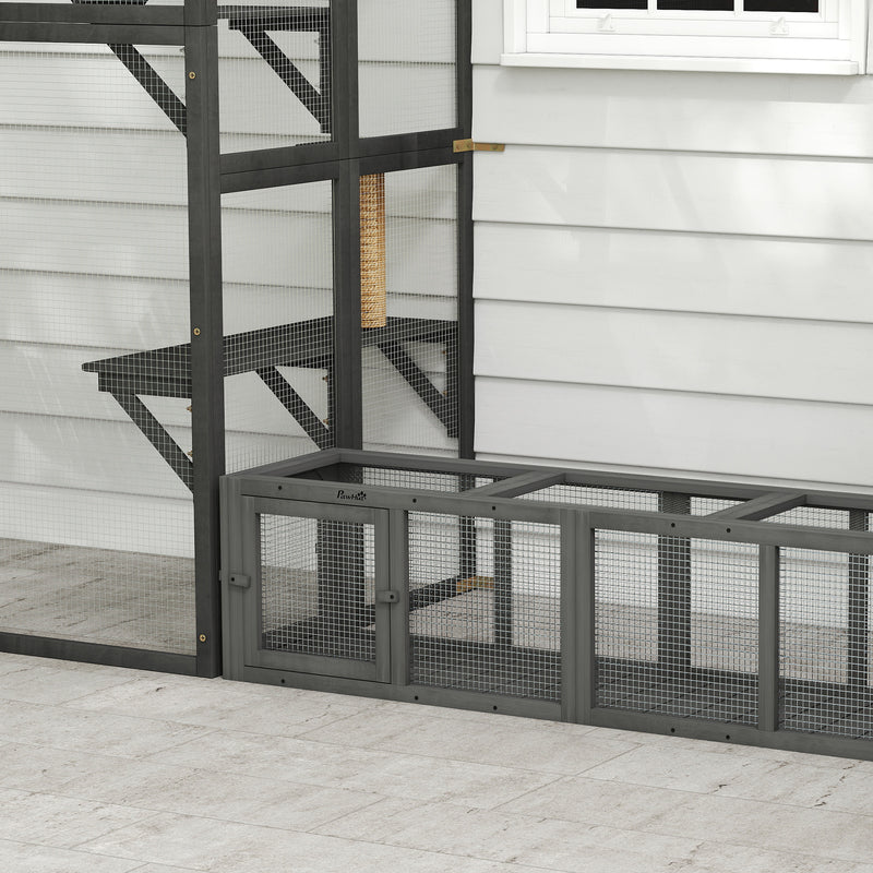 Outdoor Cat Tunnel for Safe Garden Play and Relaxation with Sturdy Mesh Grey