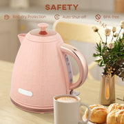3kW Rapid Boil Electric Kettle With Honeycomb Design Ideal For Fast Brewing, Light Pink