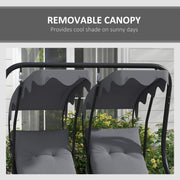 2 Seater Garden Swing Chair With Adjustable Canopy For Outdoor Relaxing, Grey Outsunny