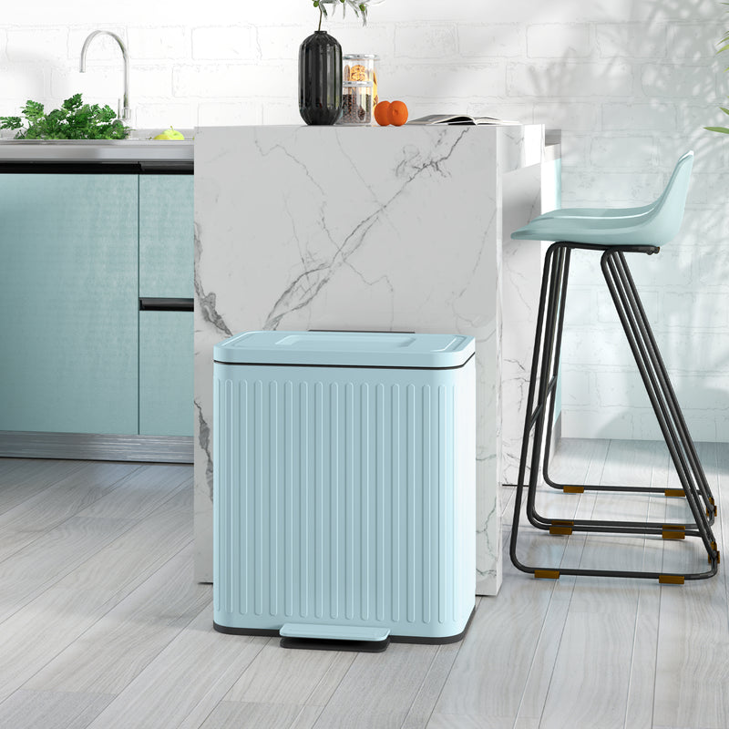 Double Indoor Kitchen Recycling Pedal Bin With Soft Close Lid Removable Buckets 40L by HOMCOM