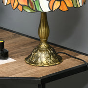 Handmade Tiffany Style Stained Glass Table Lamp for Bedroom or Living Room, Orange Sunflower