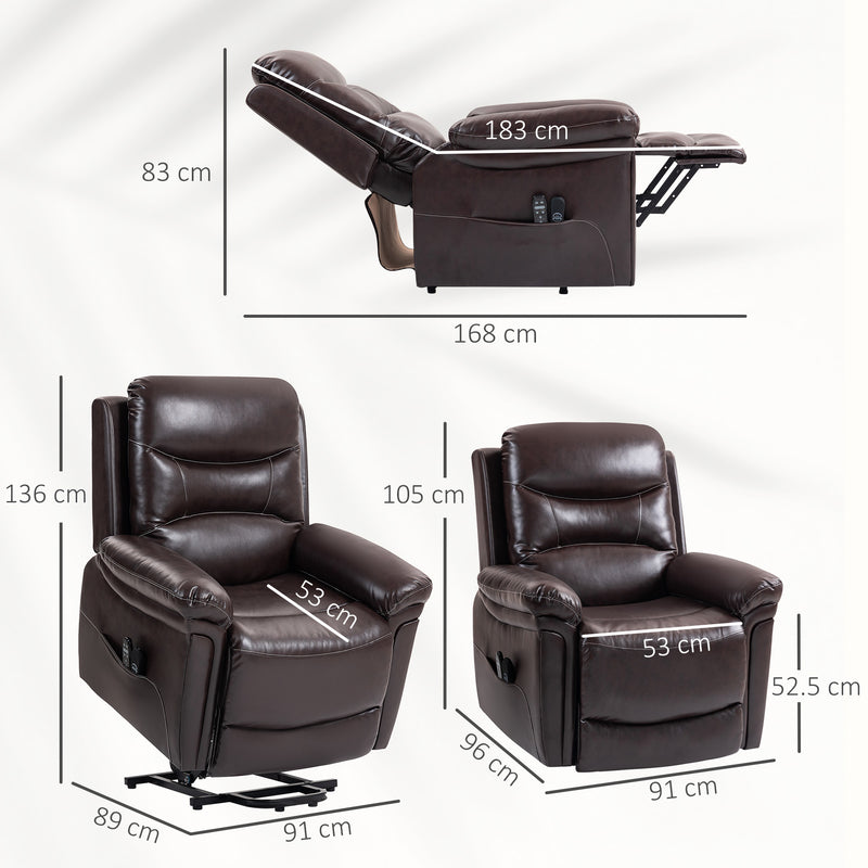 Electric Power Lift Recliner Chair with Massage Heat and USB for Elderly Comfort, Brown
