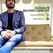 Khaki Two Seater Bench Cushion for Outdoor and Garden Seating by Outsunny