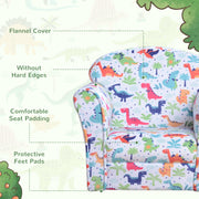 Kids Flannel Armchair with Dinosaur Print Ideal for Playroom or Bedroom, Green