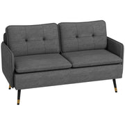 Modern Dark Grey Two Seater Loveseat Sofa With Cushions and Steel Legs by HOMCOM