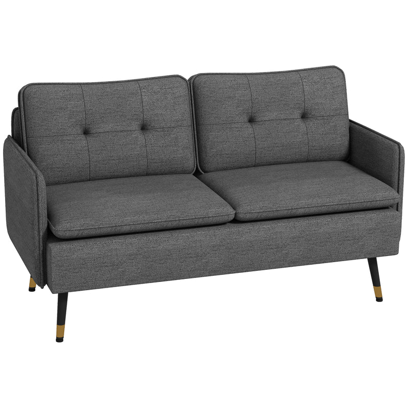 Modern Dark Grey Two Seater Loveseat Sofa With Cushions and Steel Legs by HOMCOM