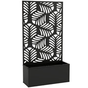 Metal Garden Planter with Trellis for Climbing Plants and Flowers Black Outsunny