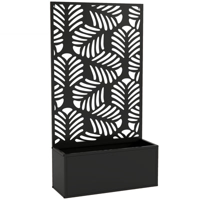 Metal Garden Planter with Trellis for Climbing Plants and Flowers Black Outsunny