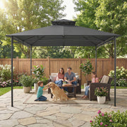 3x3m Metal Garden Gazebo with Weatherproof Canopy for Outdoor Dining and Gatherings, Dark Grey Outsunny