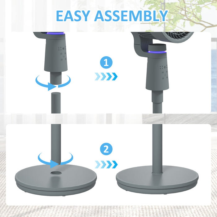 Grey Pedestal Air Circulation Fan with Oscillating Function and Light Off by HOMCOM