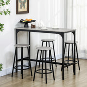 Five Piece Industrial Style Bar Table and Stools Set Grey and Black by HOMCOM