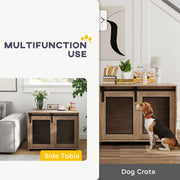 Dog Crate Furniture with Sliding Door for Medium Dogs Walnut Brown 80cm by PawHut