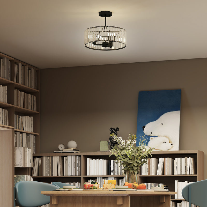 Crystal Ceiling Light for Brightening Bedrooms or Living Rooms Semi Flush Black