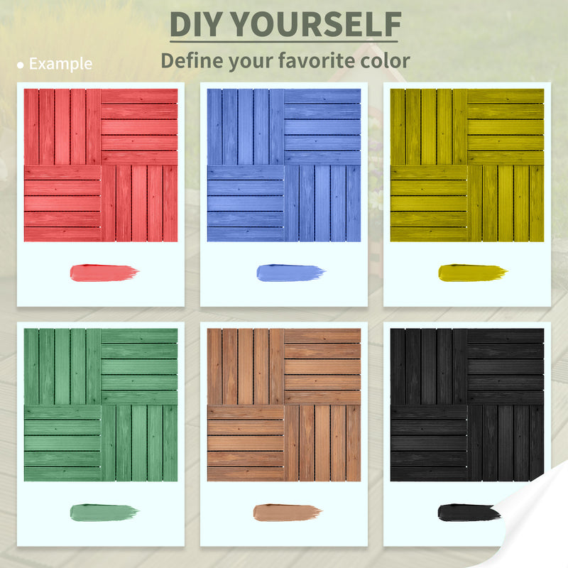 27 Piece Black Wooden Interlocking Decking Tiles For Patio Balcony Roof Or Hot Tub