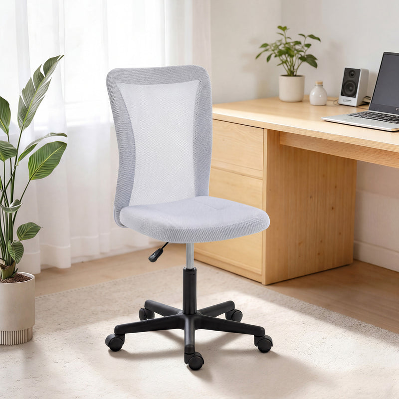 Office Chair for Small Home Office with Adjustable Height and Mesh Back Black AOSOM