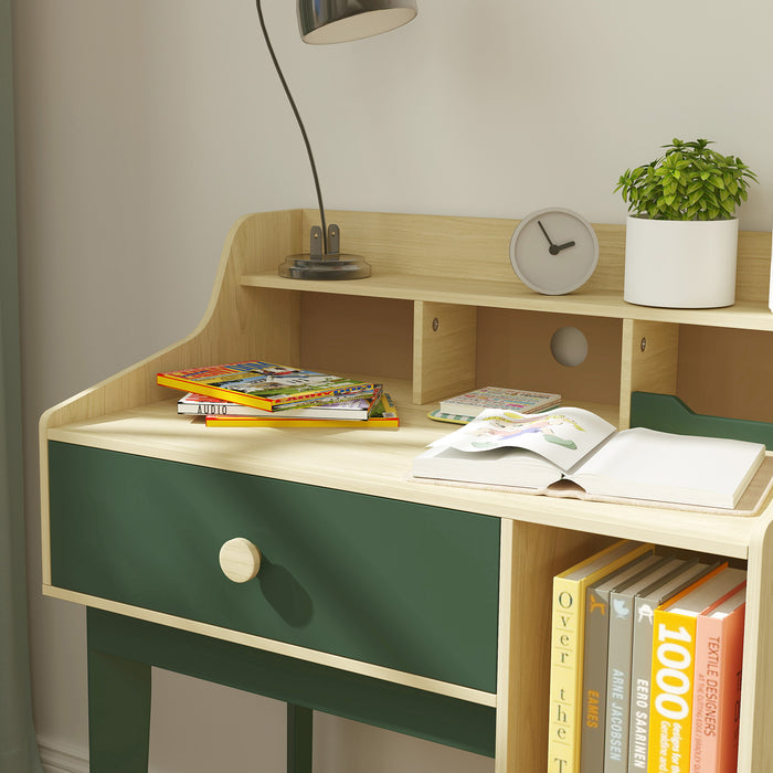 Kids Desk and Chair Set with Storage Shelves and Drawer Green by AIYAPLAY