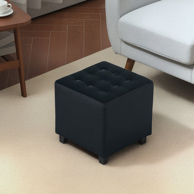 Grey Velvet Feel Square Ottoman Footstool for Living Room or Bedroom by HOMCOM Homcom