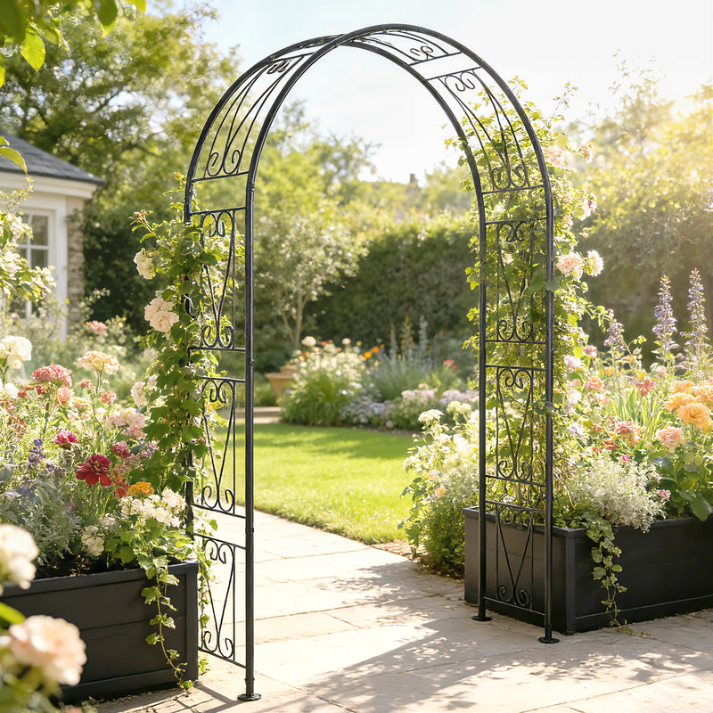 Metal Garden Arch for Climbing Plants and Outdoor Decorations Black Outsunny
