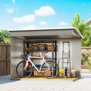 Galvanised Steel Garden Storage Shed With Lockable Doors and Base Kit, Light Grey Outsunny
