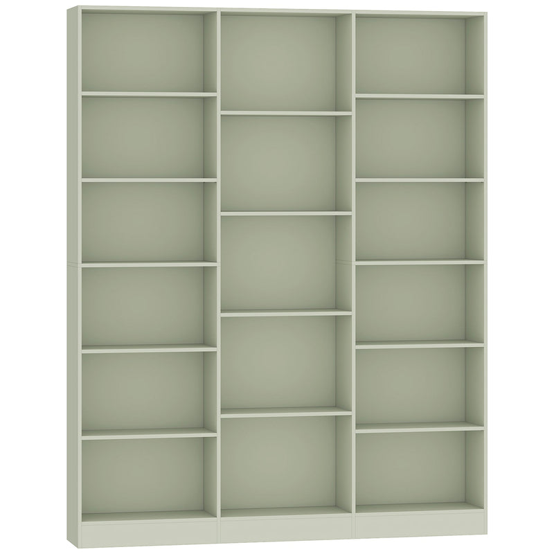 Slim Bookcase with Adjustable Shelves for Small Spaces and Hallways in Light Green by Homcom