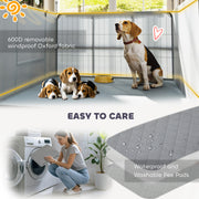 7 Panel Dog Whelping Box with Washable Pads Windproof Fabric for Small Medium Dogs by PawHut