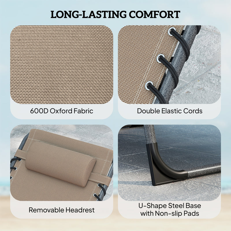 Adjustable Garden Sun Loungers Set of 2 with Side Table and Pillow for Outdoor Relaxing Outsunny
