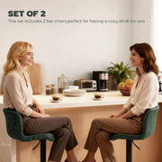 Set of 2 Adjustable PU Leather Bar Stools with Backrest for Kitchen or Breakfast Bar Green