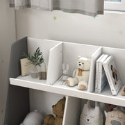 Two Tier Kids Storage Shelf With Five Compartments And Anti Tip Design, Grey