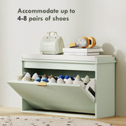 Green Shoe Storage Bench with Padded Seat and Eight Compartments by HOMCOM