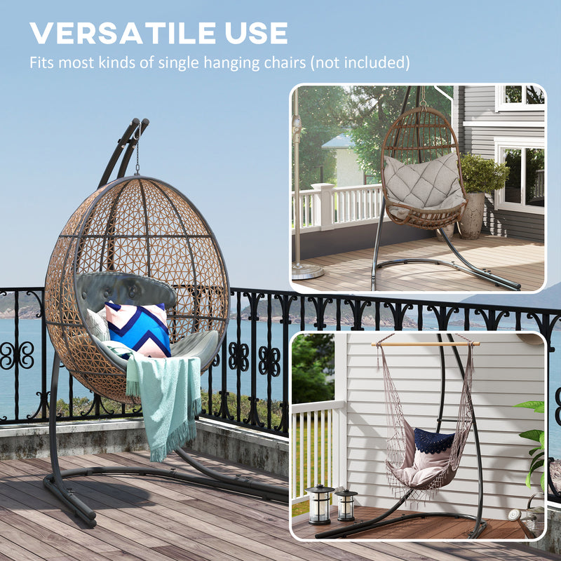 Black Heavy Duty Hanging Egg Chair Stand with Extra Large Base 150kg Capacity by Outsunny