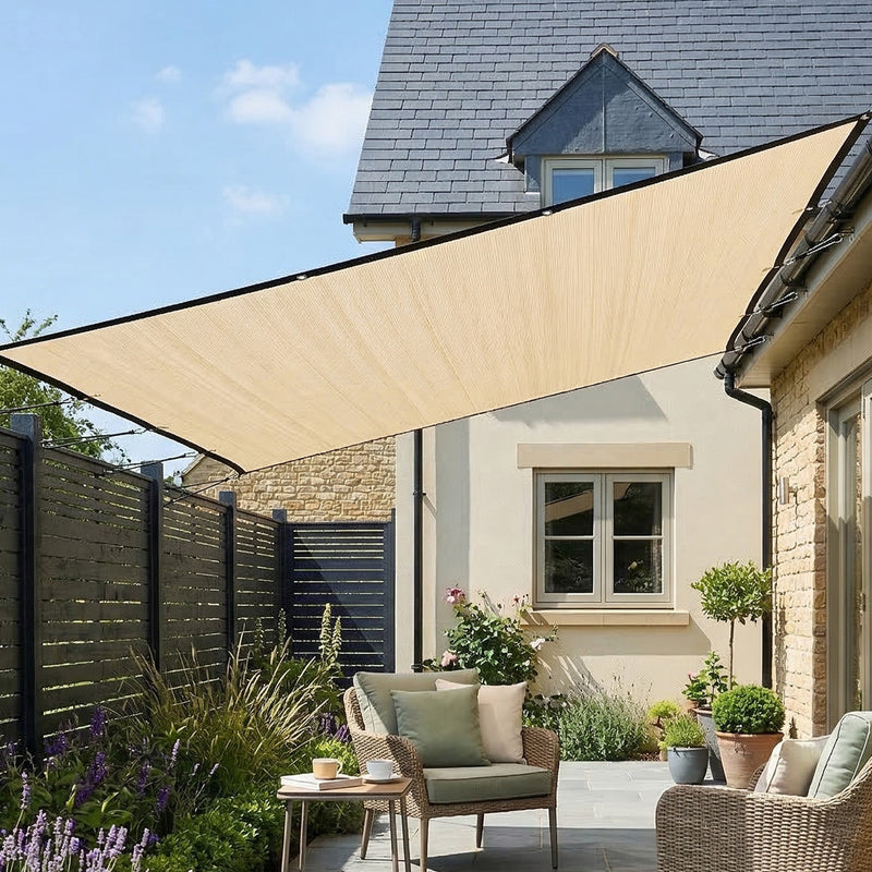 Sun Shade Sail for Garden or Patio with UV Protection Easy Setup 3 x 3.6m Beige AOSOM