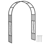 Black Steel Garden Arch 2.2m for Climbing Plants Roses Wisteria Vines Outdoor Wedding Decor by Outsunny