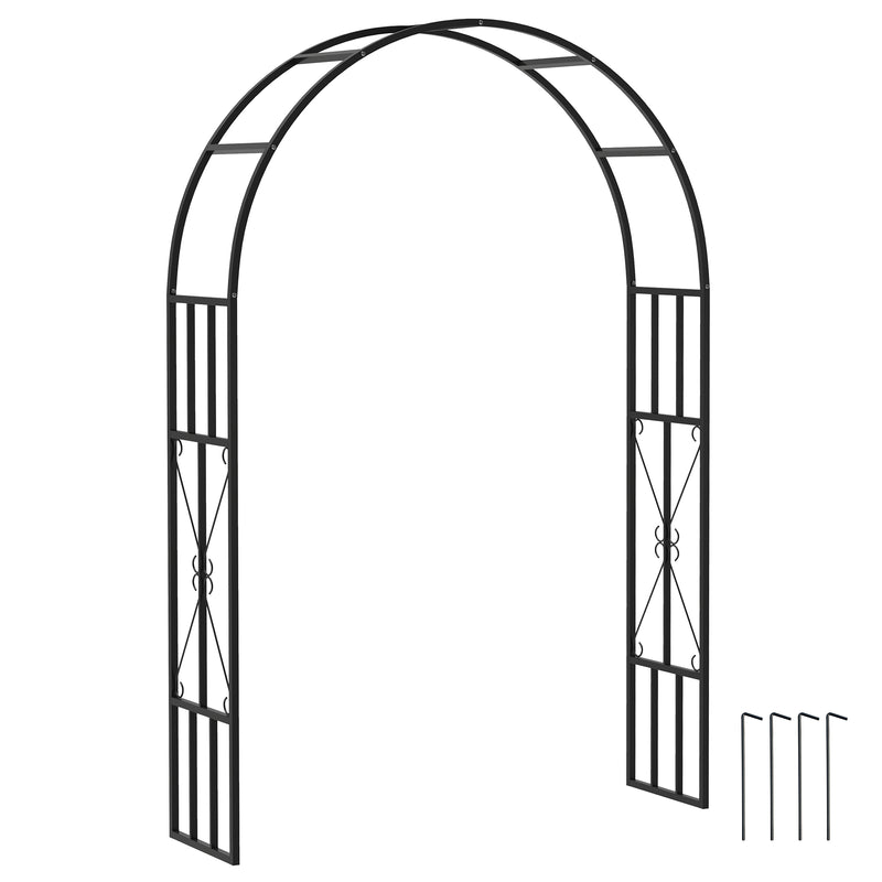 Black Steel Garden Arch 2.2m for Climbing Plants Roses Wisteria Vines Outdoor Wedding Decor by Outsunny