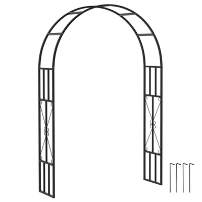Black Steel Garden Arch 2.2m for Climbing Plants Roses Wisteria Vines Outdoor Wedding Decor by Outsunny