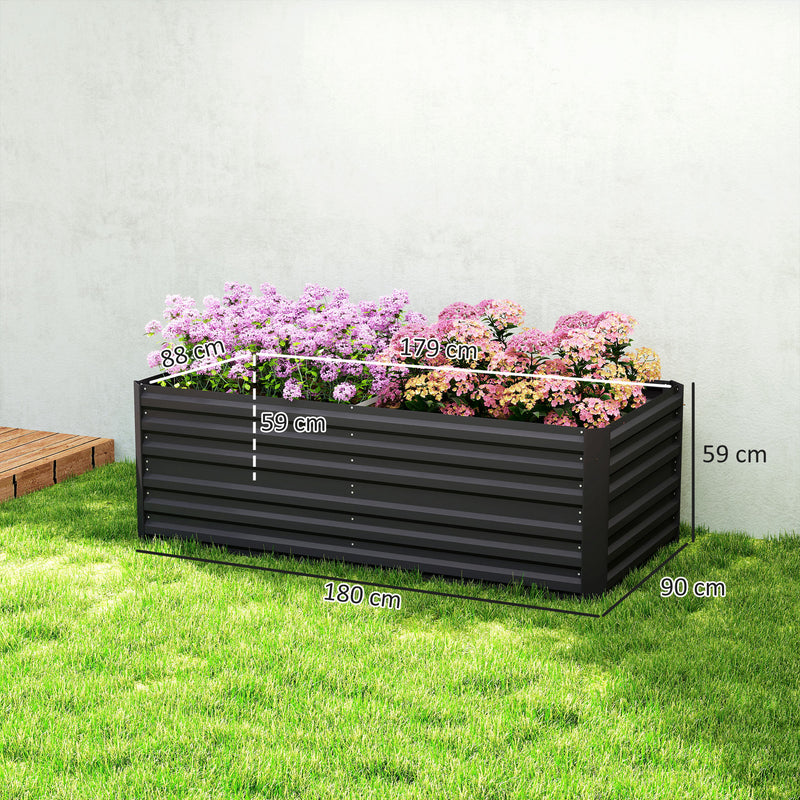 Large Raised Garden Bed With Reinforced Steel Frame For Vegetables And Flowers Black