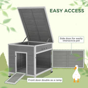 Wooden Duck House with Ramp Ventilated Roof and Removable Base for Outdoors Light Grey
