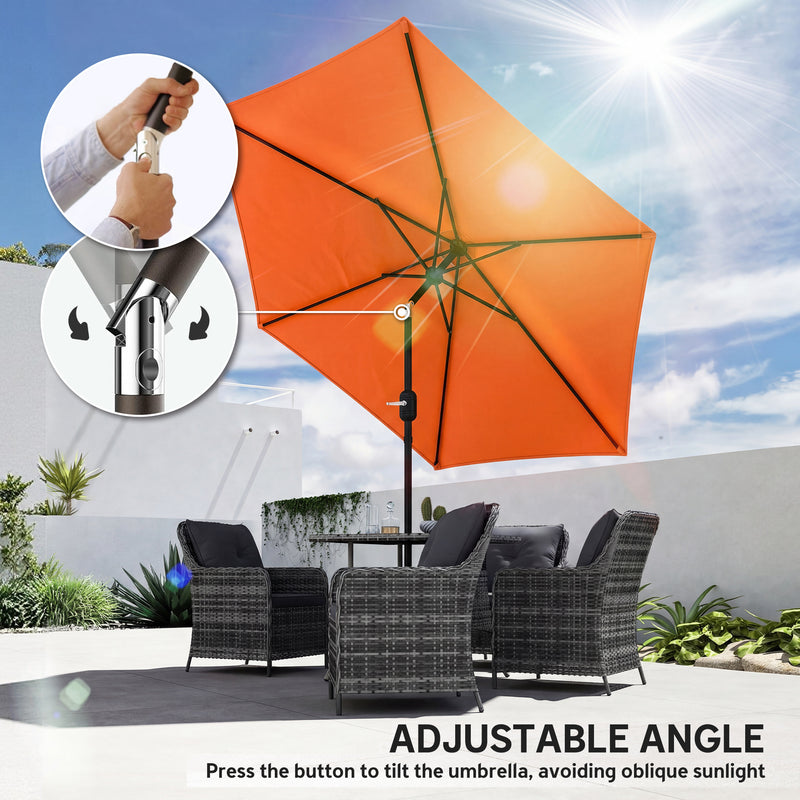 Tilting Garden Parasol with Adjustable UPF30+ Shade For Patio or Lawn Outsunny