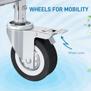 Shower Commode Chair with Lockable Wheels and Arms for Elderly or Disabled Use Grey AOSOM