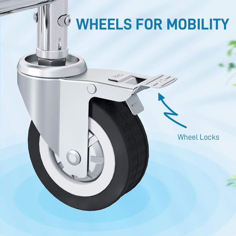 Shower Commode Chair with Lockable Wheels and Arms for Elderly or Disabled Use Grey AOSOM