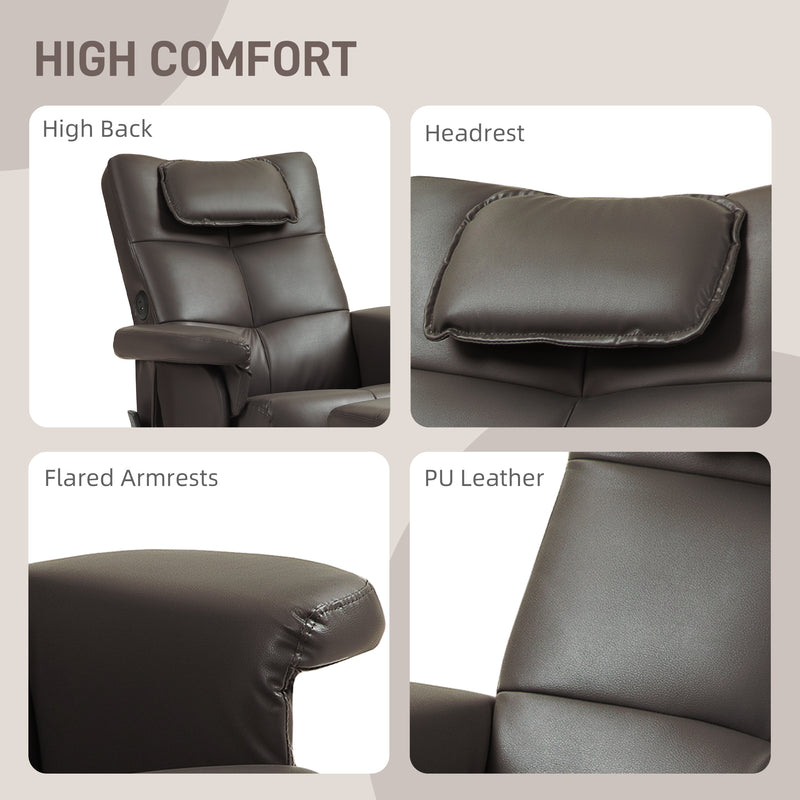 Brown Faux Leather Massage Recliner Chair with Storage Ottoman Footstool by HOMCOM
