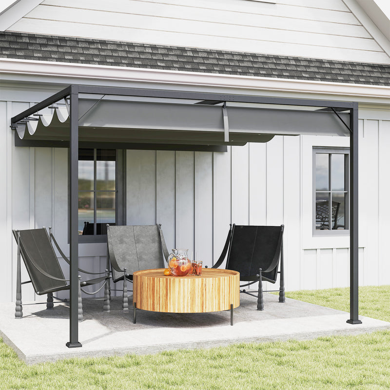 Grey 3 x 3m Outdoor Pergola with Retractable Canopy for Garden or Patio by Outsunny