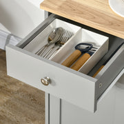 Grey Sideboard with Rubberwood Top and Adjustable Shelves for Kitchen or Dining Room