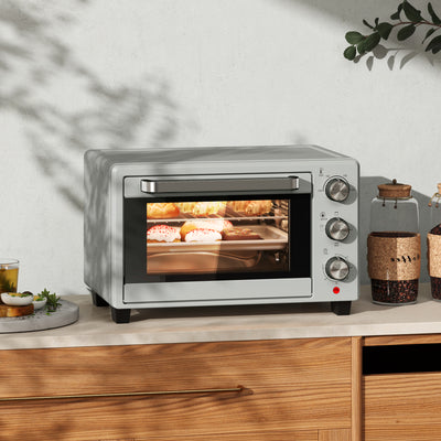 21L Mini Countertop Oven with Adjustable Temperature 100 - 230 Degrees Centigrade Silver by HOMCOM
