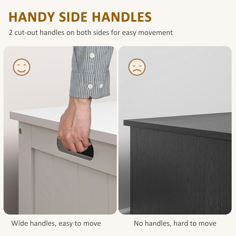 Wooden Toy Storage Chest With Safety Hinges and Cut Out Handles For Living Room, White